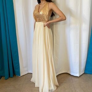 Sarah Bridal beautiful cream & gold gown
